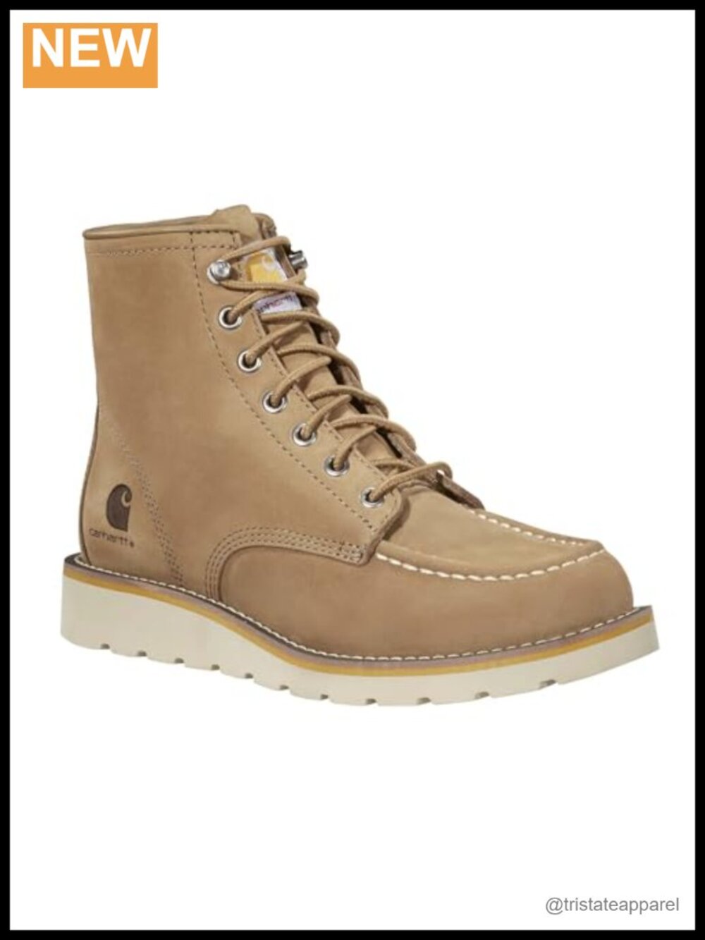Women's Leather Work Boots Moc Toe Wedge Slip Resistant Ankle